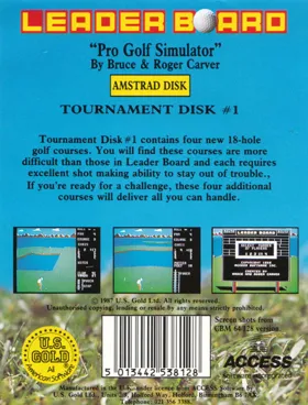Leaderboard Tournament (UK) (1987) box cover back